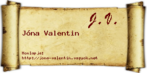 Jóna Valentin névjegykártya